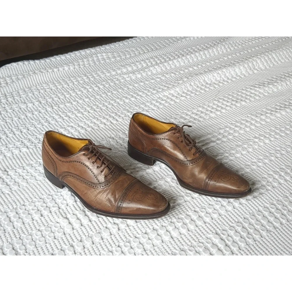 Canali‎ Wingtip Oxford Leather Dress Shoes Sz 9 US 42 EU Brown Lace Up